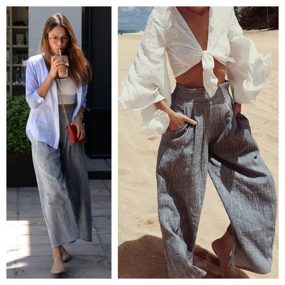 Misa Los Angeles Blue Wide Leg Pants - Picture 2 of 9